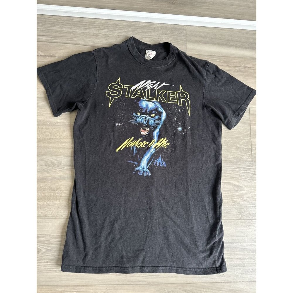 Night Stalker Nowhere To Hide shirt Mens Small Black‎ Panther Standard Issue Vtg